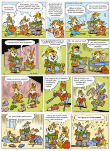 Neljän stripin sarjakuva, jossa seikkailee pupuja joilla on toimintarajoitteita